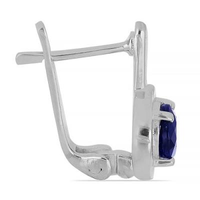 BUY STERLING SILVER AUSTRALIAN BLUE SAPPHIRE GEMSTONE EARRINGS